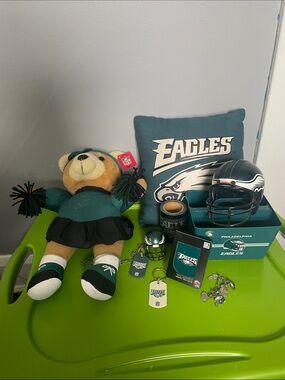 Philadelphia Eagles NFL accessories pillow stuffed bear cheerleader lot football